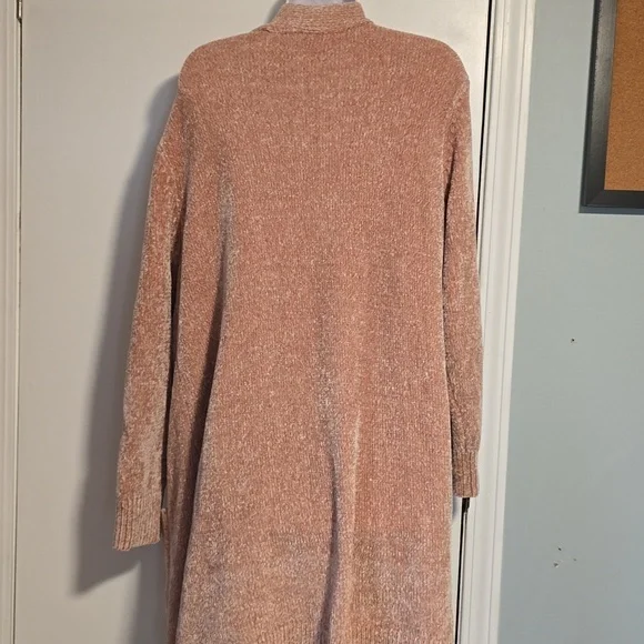 D&Co Mauve Chenille Cardigan Worth Pockets Sz L - Picture 3 of 5